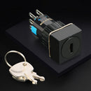 3 Position Key Operated Rotary Switch Push Button with 2 Keys 16mm Mount LA16-16Y-22Y/2