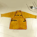 Heavy Duty Leather Welding Work Apron with Long Sleeves Heat Resistant & Flame Resistant BBQ Apron, Adjustable, Yellow