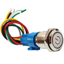 Metal Push Button 16mm Latching Push Button Switch 5A, 220V Car Switch, Silver Shell with Green LED