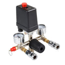 Air Compressor Pressure Control Switches with Pressure Regulator Gauge Safety Valve Fitting Set ~ 90-120PSI, 5-8BAR, Black