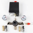 Air Compressor Pressure Control Switches with Pressure Regulator Gauge Safety Valve Fitting Set ~ 90-120PSI, 5-8BAR, Black
