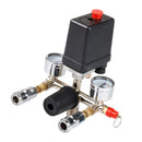 Air Compressor Pressure Control Switches with Pressure Regulator Gauge Safety Valve Fitting Set ~ 90-120PSI, 5-8BAR, Black