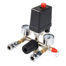 Air Compressor Pressure Control Switches with Pressure Regulator Gauge Safety Valve Fitting Set ~ 90-120PSI, 5-8BAR, Black