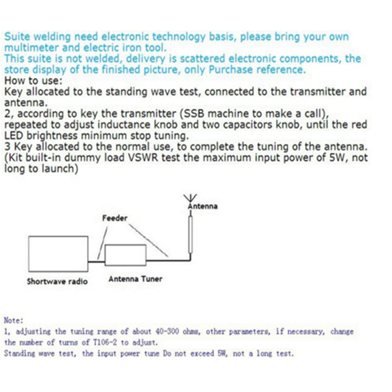 1 Set 1-30 Mhz Manual Antenna Tuner Kit for HAM RADIO QRP DIY Accessories