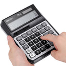 XIAOMI Ecosystem Deli 1582 Calculator 12 Digit Dual Power Battery and Solar Powered Metal Panel Automatic On/Off Business Finance Office School Desktop Voice Calculator