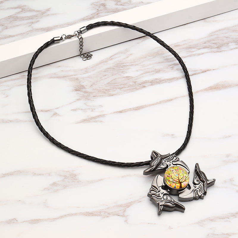Unisex Fidget Spinner Dragon Necklace Pendant Necklace for Men Women