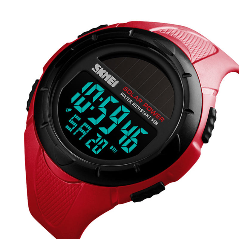 SKMEI 1405 Solar Power Digital Watch Stopwatch Luminous Display Alarm Calendar Outdoor Sport Watch