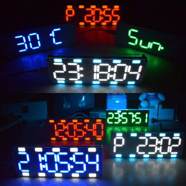 Geekcreit DIY 6 Digit LED Large Screen Two-Color Digital Tube Desktop Clock Kit Touch Control