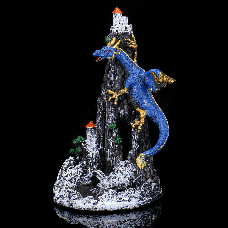 Backflow Incense Burner Resin Dragon Censer Holder + Cone Home Decor 13.5x22.5cm