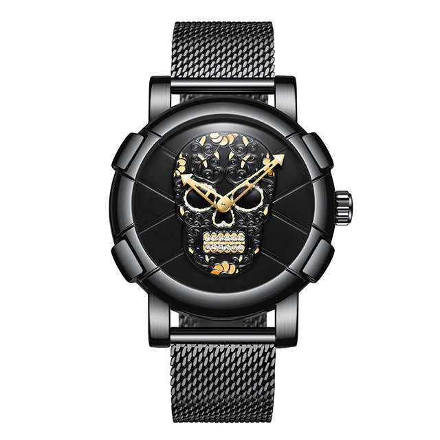 Biden 0086-1 3D Skull Men Wrist Watch Fashion Style Creative Quartz Watch