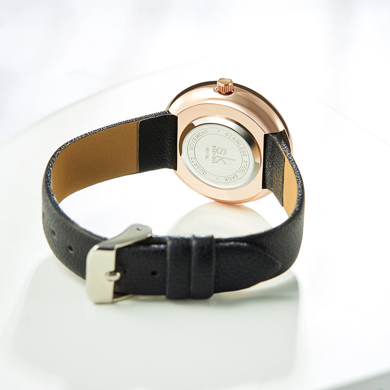SHENGKE SK K0113 The Plant Pattern Creative Dial Fashion Leather Strap Quartz Watch