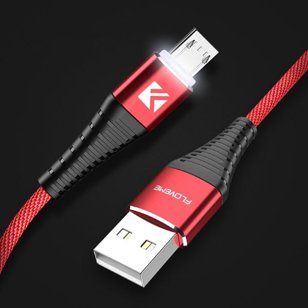 FLOVEME LED Light 2.1A Micro USB Fast Charing Data Cable 1M For Samsung S7 S6 Xiaomi Redmi Note 5