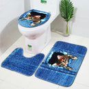 3PCS Non-Slip Bathroom Washable Carpet Animal Bathroom Rug Toilet Cover Mat