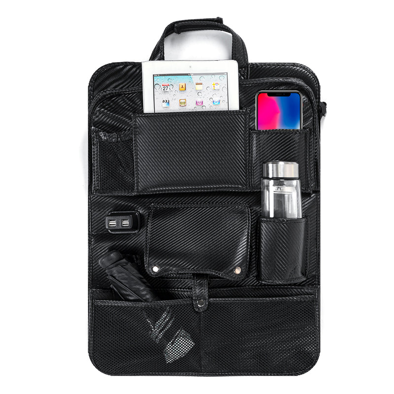 Back Seat Organizer Tray Box Car Hanging Storage Bags Table with 4 USB Port