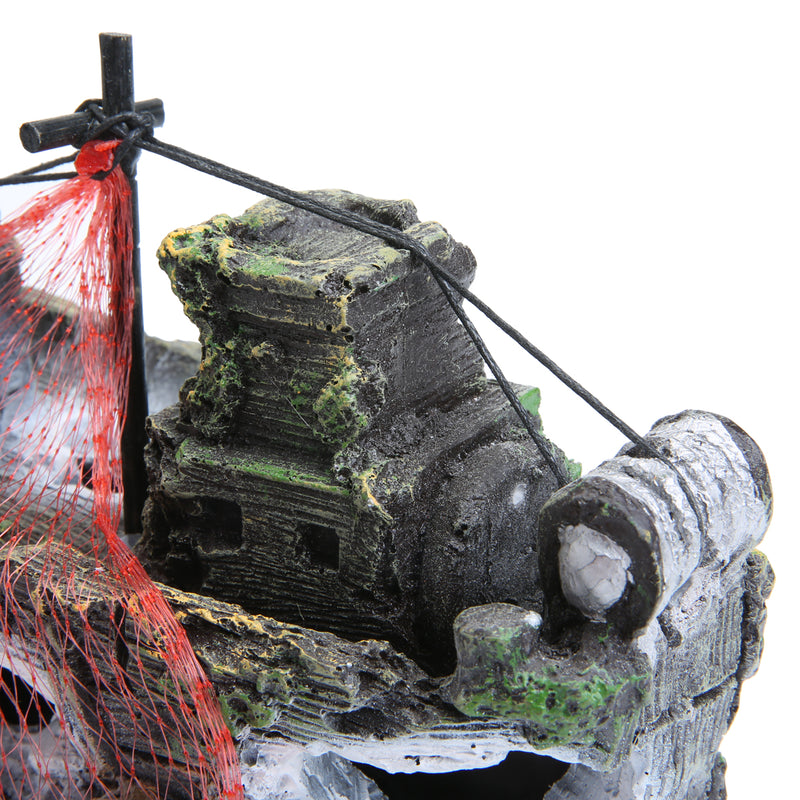 Aquarium Ornament Wreck Sailing Boats Sunk Ship Destroyer Fish Tank Cave Decor Model