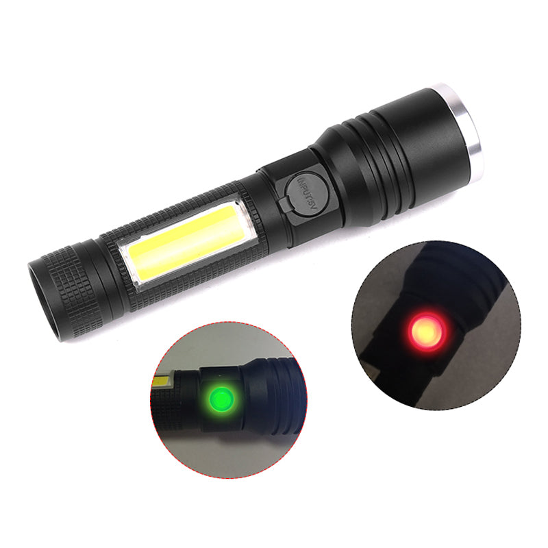 XANES 1295 T6 + COB 1000Lumens 5 Modes USB Rechargeable Telescopic Zoomable LED Flashlight