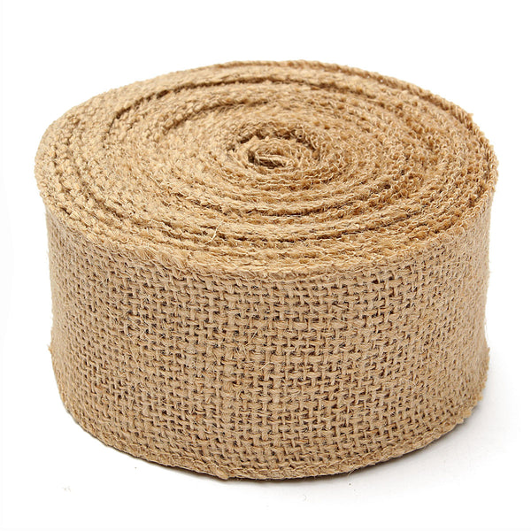 50mm Natural Jute Hessian Burlap Ribbon Roll Vintage Wedding Party Decor Craft Belt Strap