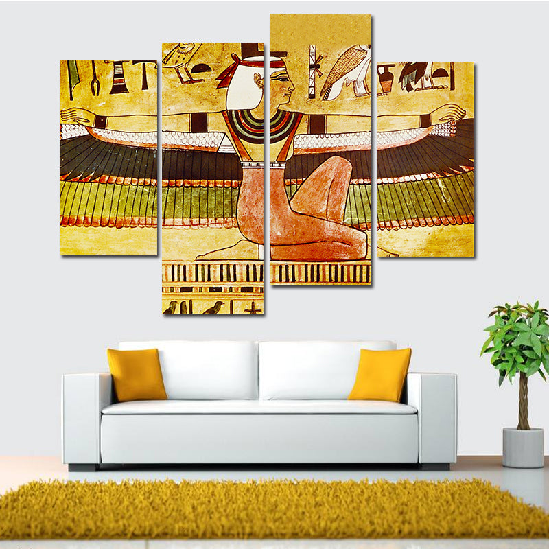 Miico Hand Painted Four Combination Decorative Paintings Ancient Egyptian Woman Wall Art For Home Decoration