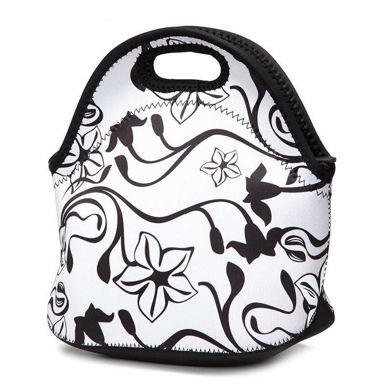 Stretchy Neoprene Insulated Lunch Bag Tote Reusable Bento Container Organizer With Shoulder Girdle