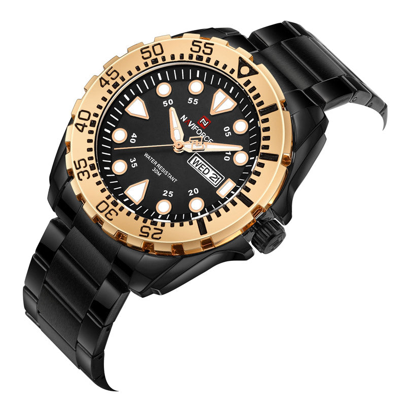 NAVIFORCE 9105 Business Style Male Wristwatch Stainless Steel Analog Quartz Watch