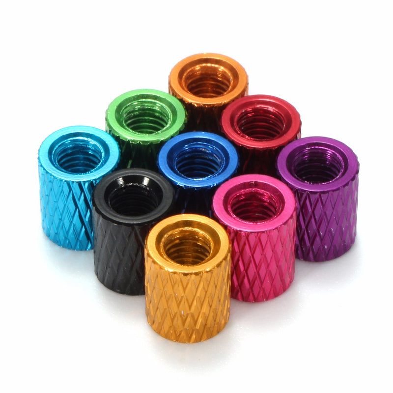 Suleve M3AS15 50Pcs M3 6mm Knurled Standoff Aluminum Alloy Anodized Spacer MultiColor