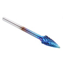Drillpro 10Pcs 3mm Shank Blue Nano Tungsten Carbide Burrs 6mm Head Rotary File Set