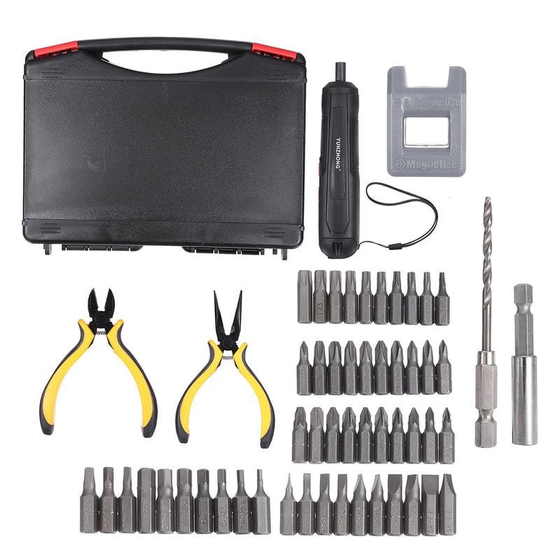 YUNZHONG 58In 1 Li-ion Battery Electric Screwdriver Micro USB Screw Driver for Household DIY Tool