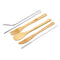 6Pcs/set Bamboo Wooden Cutlery Fork Spoon Cutter Straw Brush Flatware Tableware Camping Picnic