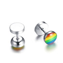 Fashion Rainbow Magnetic Rounded Ear Clip Studs Stainless Steel Earring Non Piercing