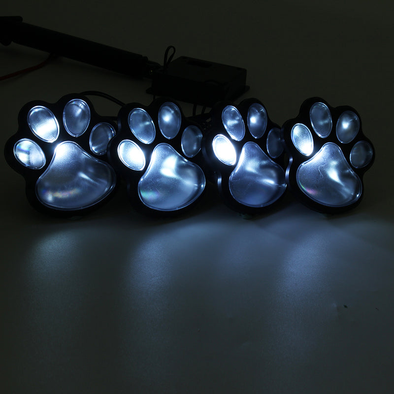 Solar Powered Pure White 4 Dog Animal Paw Print Outdoor LED Fairy String Lights  for Garden