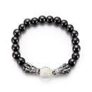 Ethnic Double Dragon Bracelets Black Gallstone Beaded Bracelet Vintage Jewelry for Men