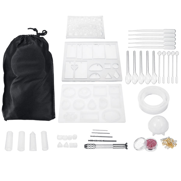 83Pcs DIY Silicone Molds Making Jewelry Pendant Resin Casting Mould Tool W/ Bag