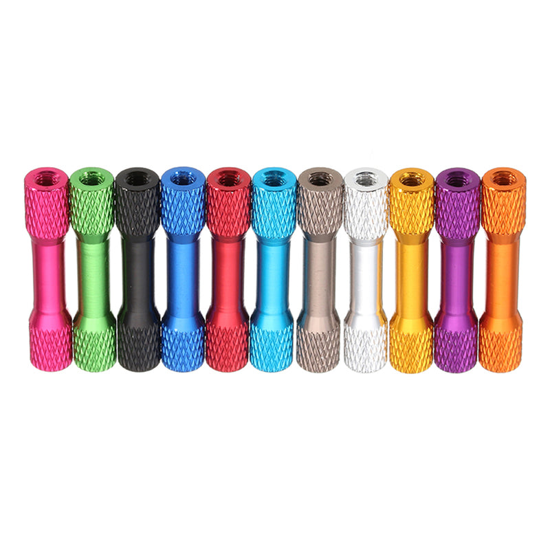 Suleve M3AR18 10Pcs M3 20mm Knurled Standoff Aluminum Alloy Multicolor