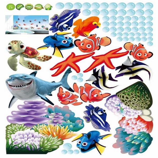 Coloful Under Water World Wall Sticker Living Room Home Decoration Creative Decal DIY Mural Wall Art