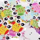50 Pieces Cartoon Colorful Owl Shape Wooden Buttons 2 Holes For Sewing Crafts