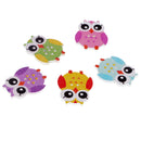 50 Pieces Cartoon Colorful Owl Shape Wooden Buttons 2 Holes For Sewing Crafts
