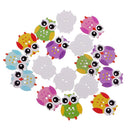 50 Pieces Cartoon Colorful Owl Shape Wooden Buttons 2 Holes For Sewing Crafts