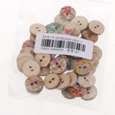 50 Pieces Mixed Vintage Flower Wood Round 2 Hole Buttons for Sewing Scrapbooking 15mm