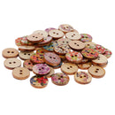 50 Pieces Mixed Vintage Flower Wood Round 2 Hole Buttons for Sewing Scrapbooking 15mm