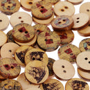 50 Pieces Mixed Wood Round 2 Hole Sailing Buttons for Sewing Scrapbooking 15mm