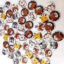 50 Pieces Mixed Painted Cartoon Animal Wood Buttons Sewing Crafts For kids Children 20mm