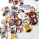 50 Pieces Mixed Painted Cartoon Animal Wood Buttons Sewing Crafts For kids Children 20mm