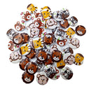 50 Pieces Mixed Painted Cartoon Animal Wood Buttons Sewing Crafts For kids Children 20mm