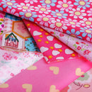 20 Pieces Pink Flower Printed Cotton Fabric Bundle DIY Patchwork Quilting Craft 20x30cm