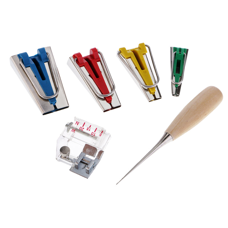1 Set Bias Tape Makers Kit for Sewing Quilting Awl and Binder Foot Case Tool
