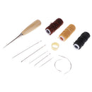 12 Pieces Basic Hand Stitching Leathercraft Set Curved Needles Waxed Thread Awl and Thimble for Leather Upholstery Carpet Canvas