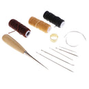 12 Pieces Basic Hand Stitching Leathercraft Set Curved Needles Waxed Thread Awl and Thimble for Leather Upholstery Carpet Canvas