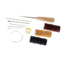 12 Pieces Basic Hand Stitching Leathercraft Set Curved Needles Waxed Thread Awl and Thimble for Leather Upholstery Carpet Canvas