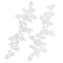 1 Pair Venise Floral Motif Lace Trims Dress Wedding DIY Sewing Craft Appliques White