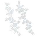 1 Pair Venise Floral Motif Lace Trims Dress Wedding DIY Sewing Craft Appliques White